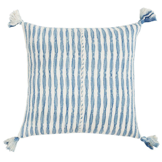 Antigua Throw Pillow- Faded Indigo Striped