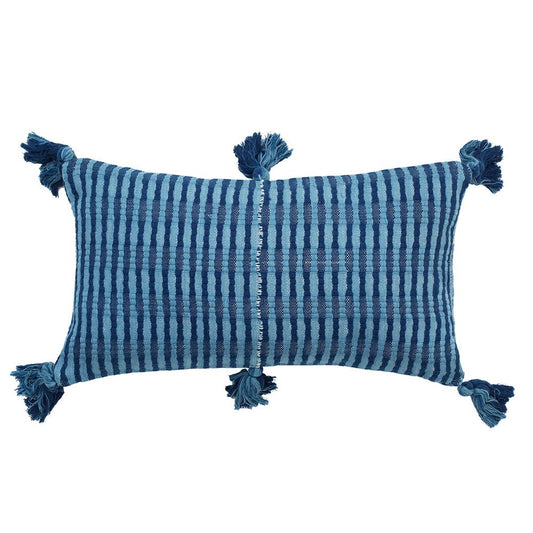 Antigua Lumbar Pillow - Natural Indigo Striped