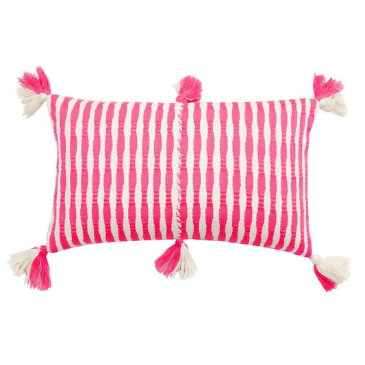 Antigua Lumbar Pillow - Neon Pink Striped
