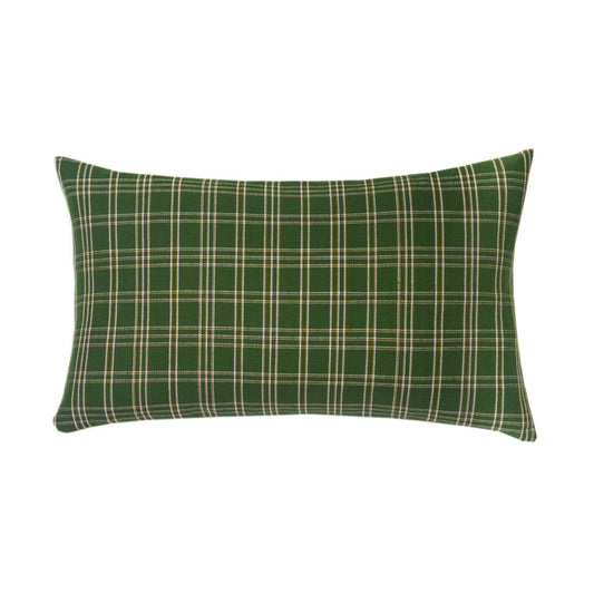 Chiapas Plaid Lumbar Pillow - Forest Green