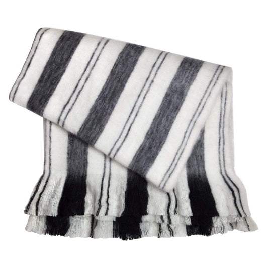 Archive New York Throw Blanket - Black/White/Grey Stripe