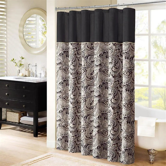 Aubrey Jacquard Shower Curtain Black
