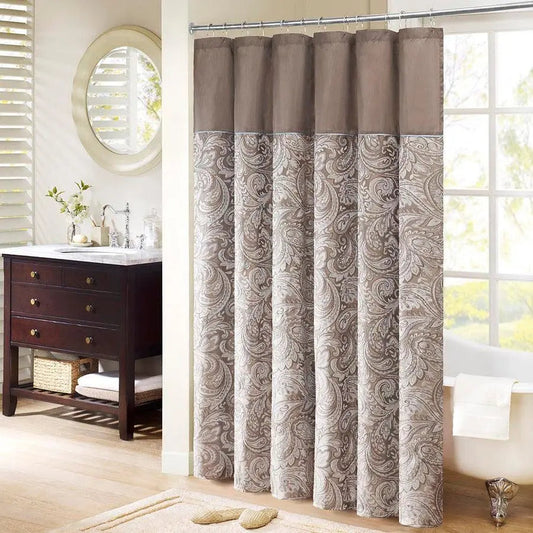 Aubrey Jacquard Shower Curtain Blue & Brown