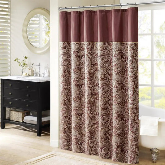 Aubrey Jacquard Shower Curtain Burgundy