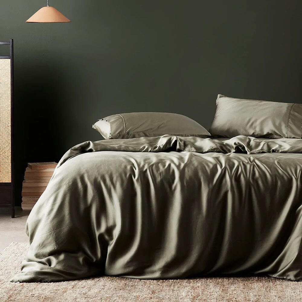 Bamboo Sateen Duvet Cover Duvet Covers Ettitude Full / Queen Moss