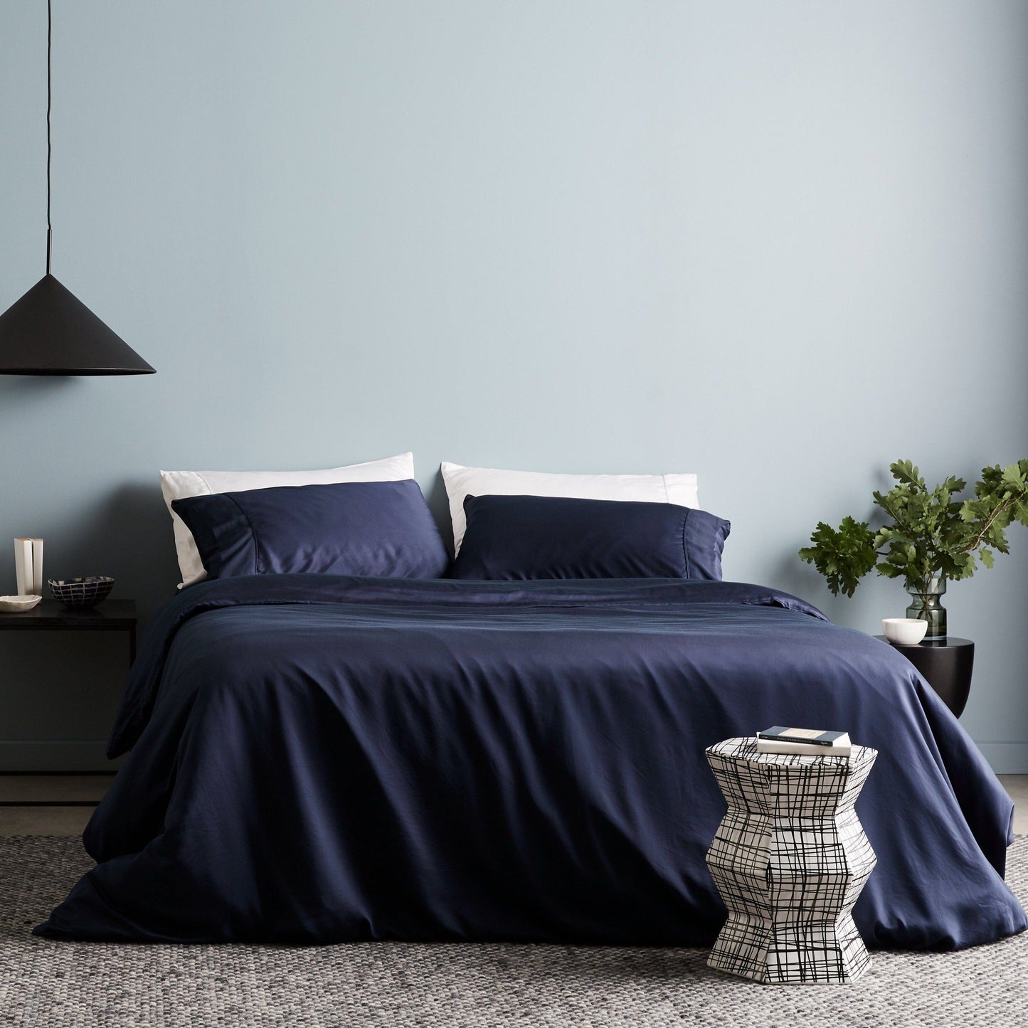 Bamboo Sateen Duvet Cover Duvet Covers Ettitude Full / Queen Ocean Blue