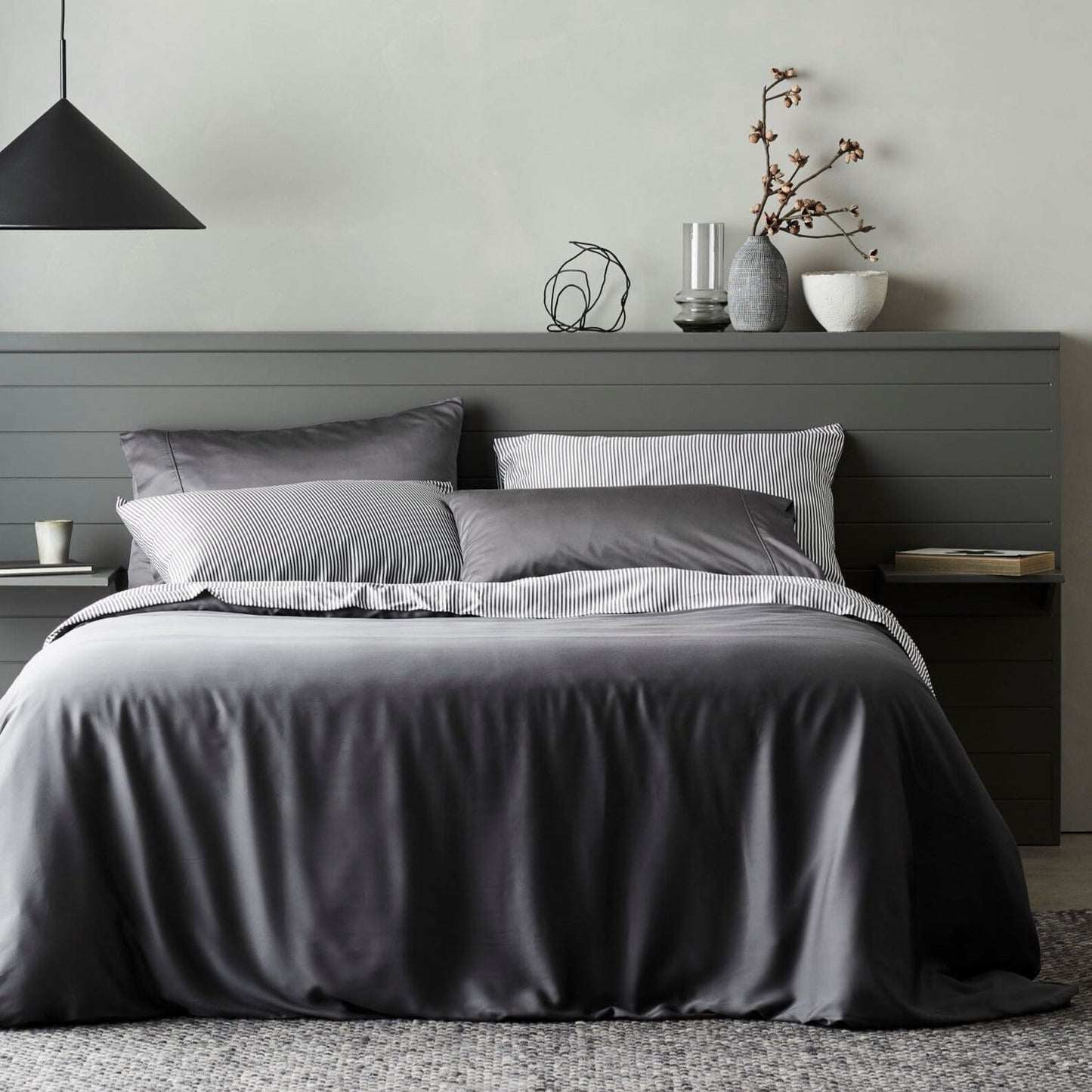 Bamboo Sateen Duvet Cover Duvet Covers Ettitude Full / Queen Slate Gray