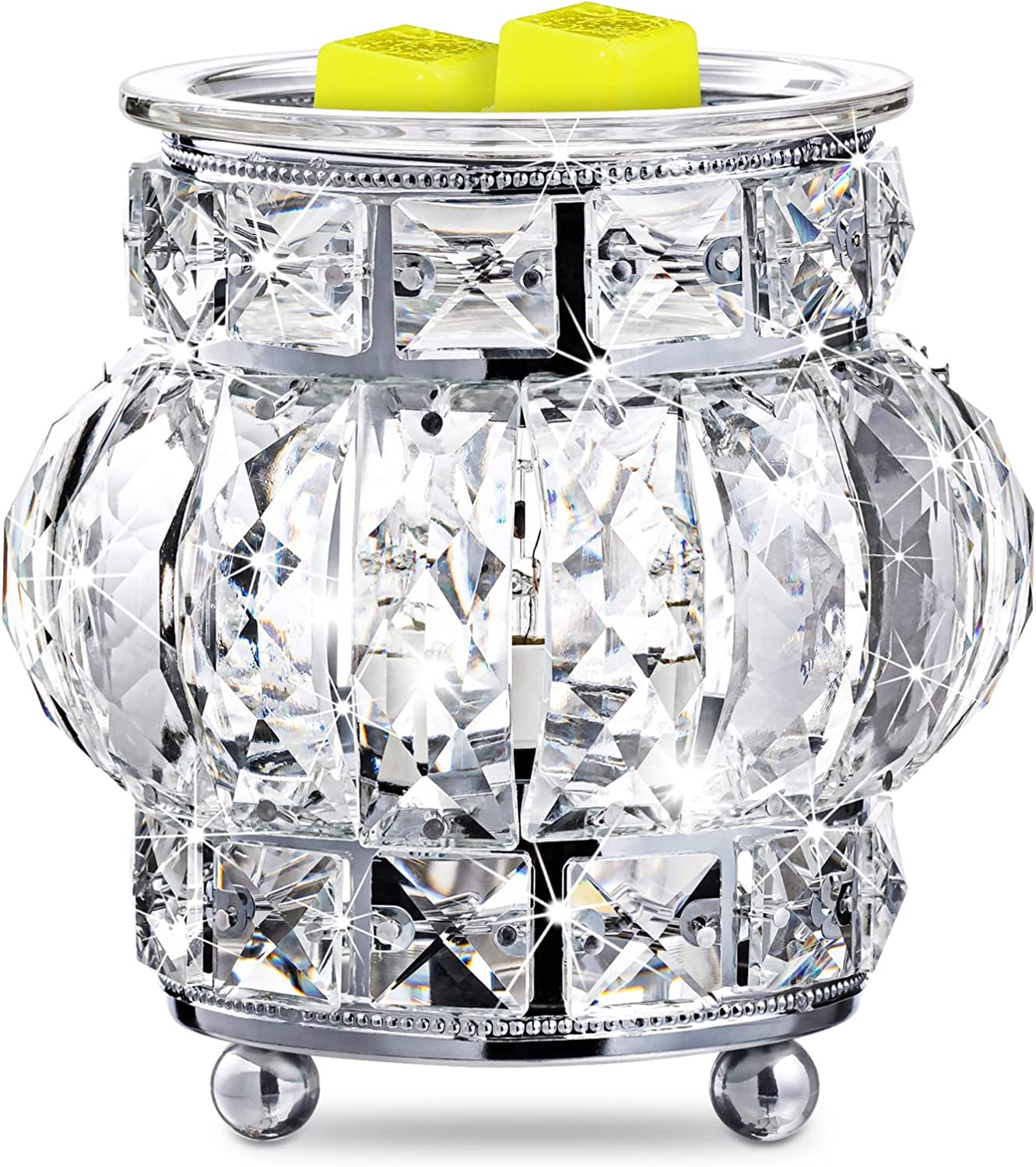 Wax Melt Warmer Wrought Iron Crystal Oil Burner for Home, Living Room, Bedroom, Kitchen, Office (Golden) Home & Garden > Decor > Home Fragrances > Wax Tarts MAXWINER Silver