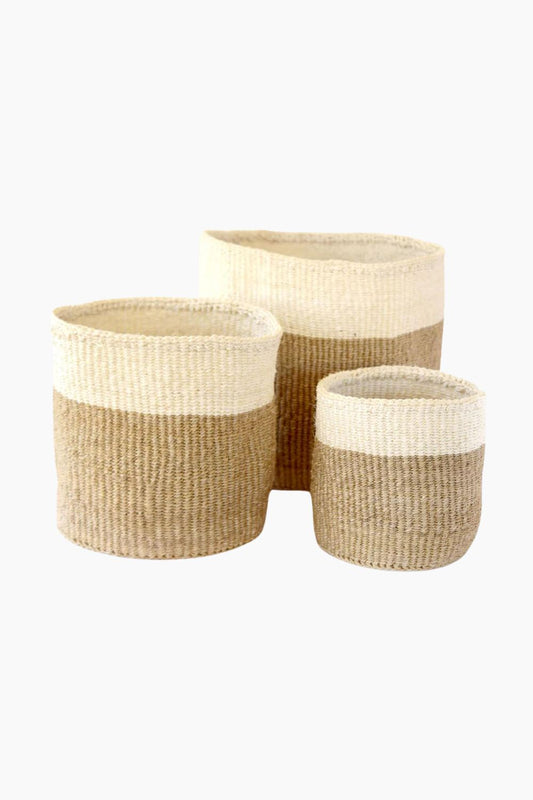 Beige and Cream Sisal Nesting Basket Set