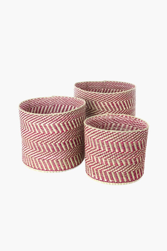 Berry and Natural Maila Milulu Reed Basket