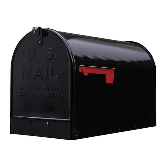 15" H Post Mount Mailbox Extra-Large Galvanized Steel, Black