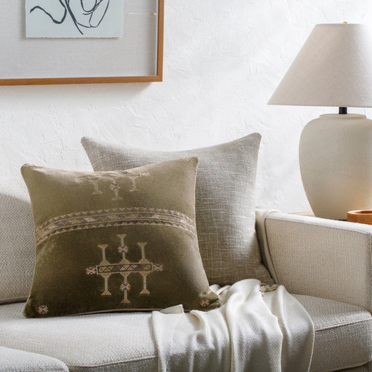 Blu Velour 22" Down Filled Pillow
