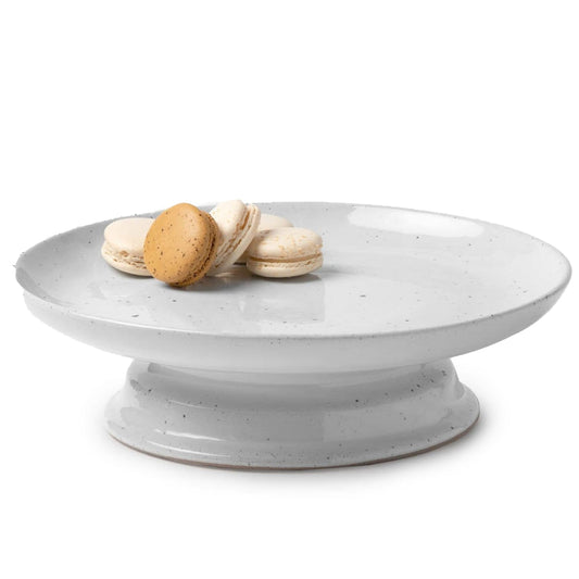 Blue Pheasant Marcus Cake Stand (Pack of 2) - White Salt Glaze Decor blue-pheasant-SERMARCU-WHT-LCS