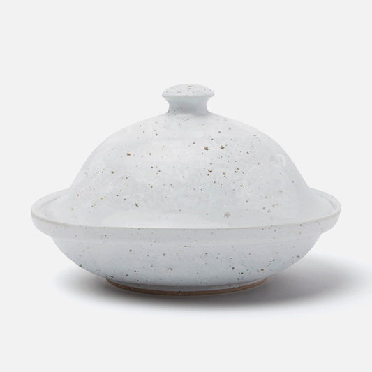 Blue Pheasant Marcus Cloche Serving Platter - White Salt Glaze Decor