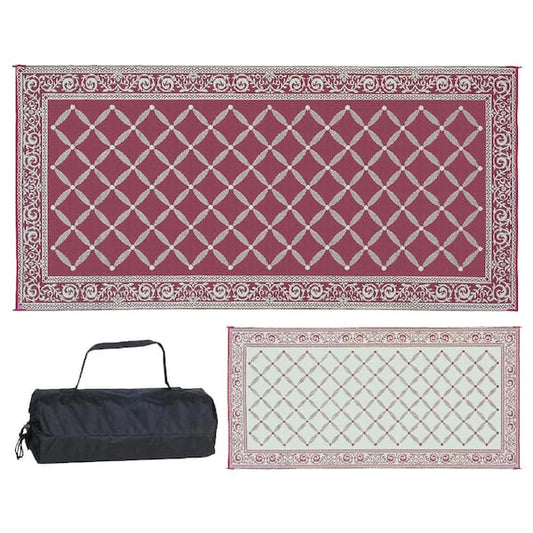 9' x 18' Reversible Rectangle Carpet, Burgundy-Beige