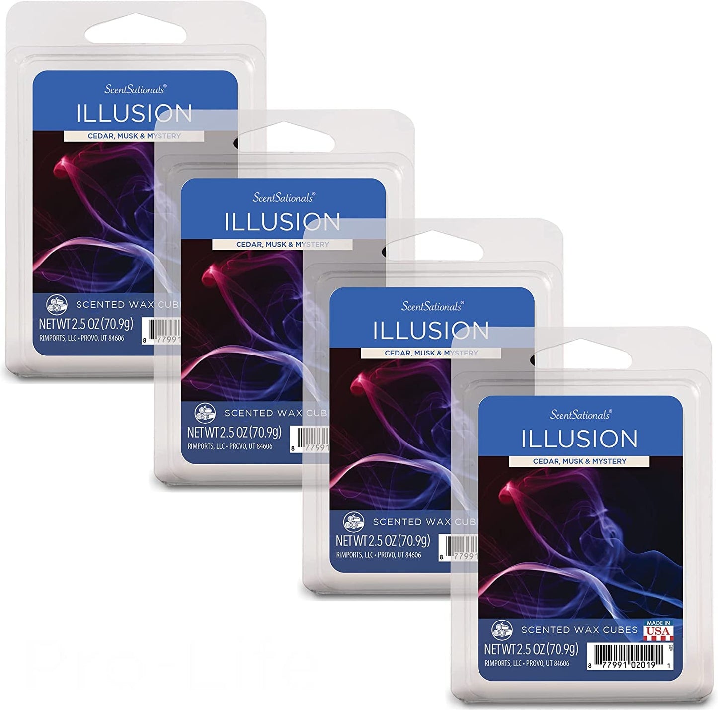 Scentsationals Scented Wax Cubes - Illusion - Fragrance Wax Melts Pack, Electric Home Warmer Tart, Wickless Candle Bar Air Freshener, Spa Aroma Decor Gift - 2.5 Oz (4-Pack)