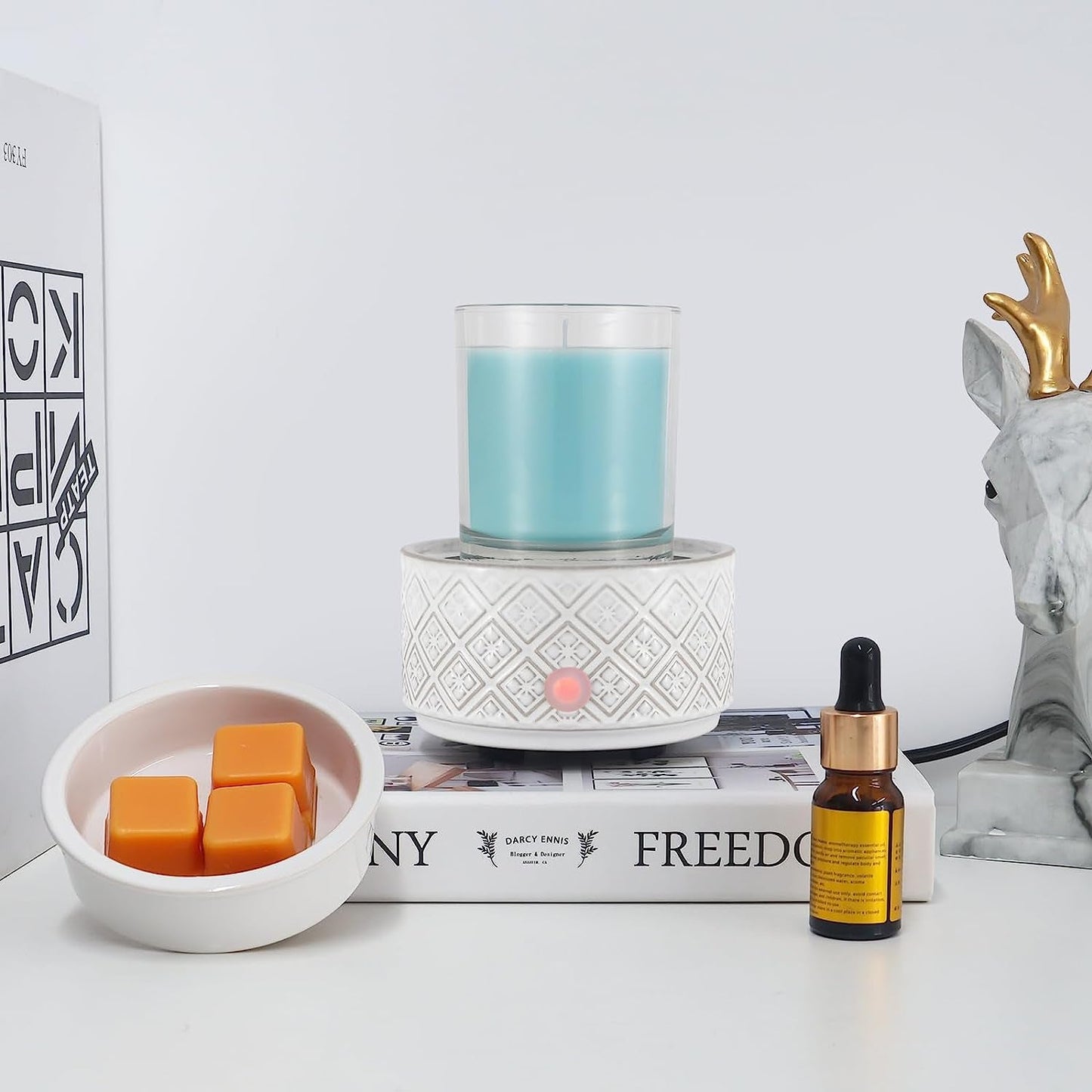 Yahuha Wax Melt Warmer, Fragrance Ceramic Wax Warmer 3-In-1 Electric Candle Wax Melter and Fragrance Warmer Candles or Wax Melts as Gifts for Women （White）…