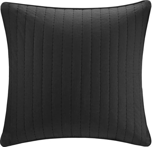Camila Cotton Quilted Euro Sham Black