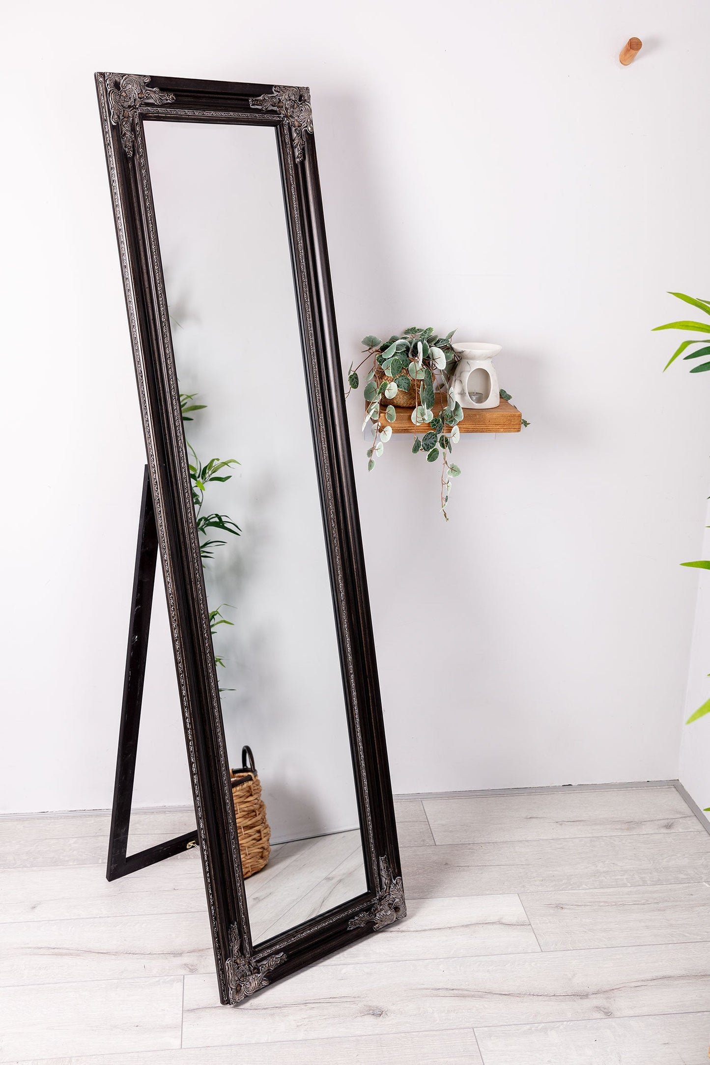 Audrey Black Floor Standing Mirror