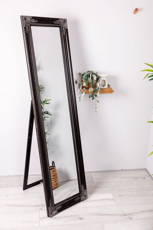 Audrey Black Floor Standing Mirror