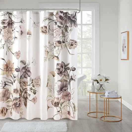 Cassandra Printed Cotton Shower Curtain Blush