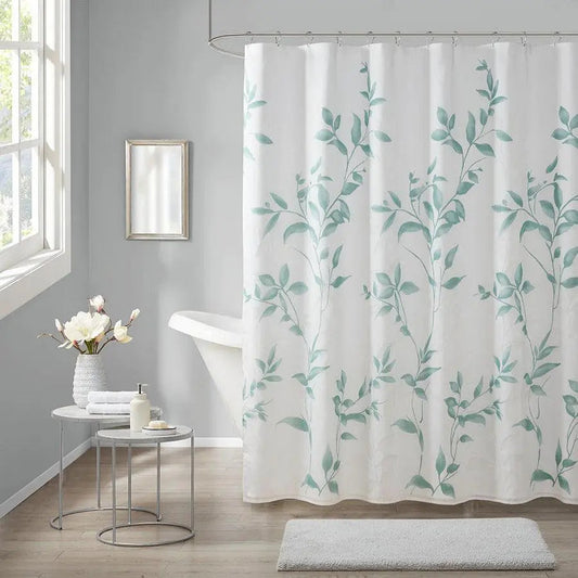 Cecily Burnout Printed Shower Curtain Seafoam