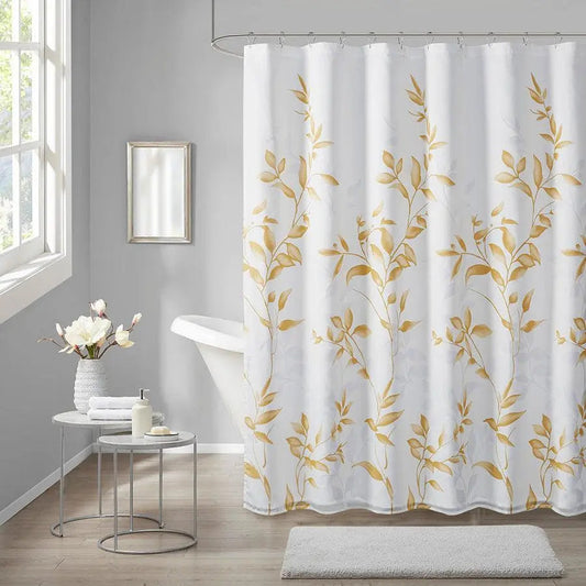Cecily Burnout Printed Shower Curtain Yellow