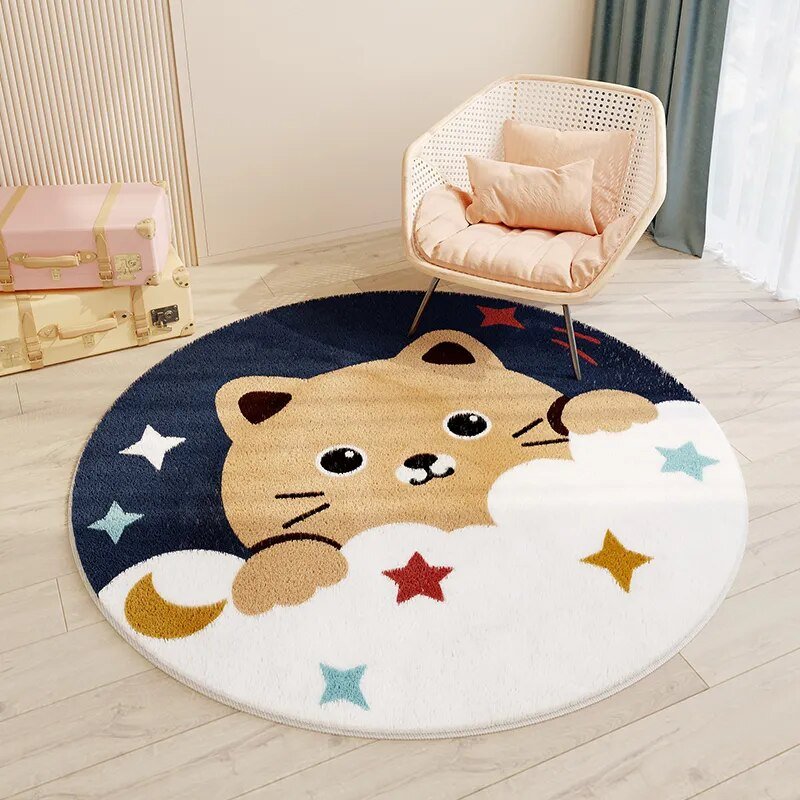 Children's Round Cartoon Bedroom Rug - The House Of BLOC