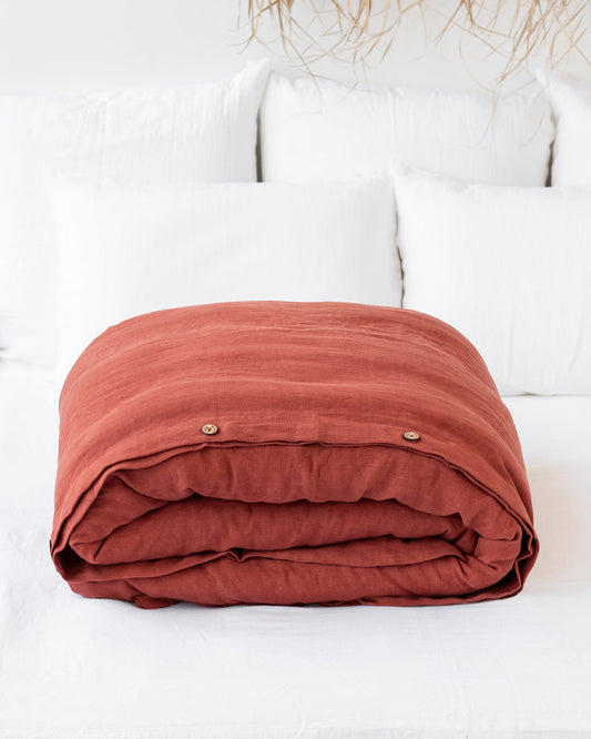 Clay linen duvet cover