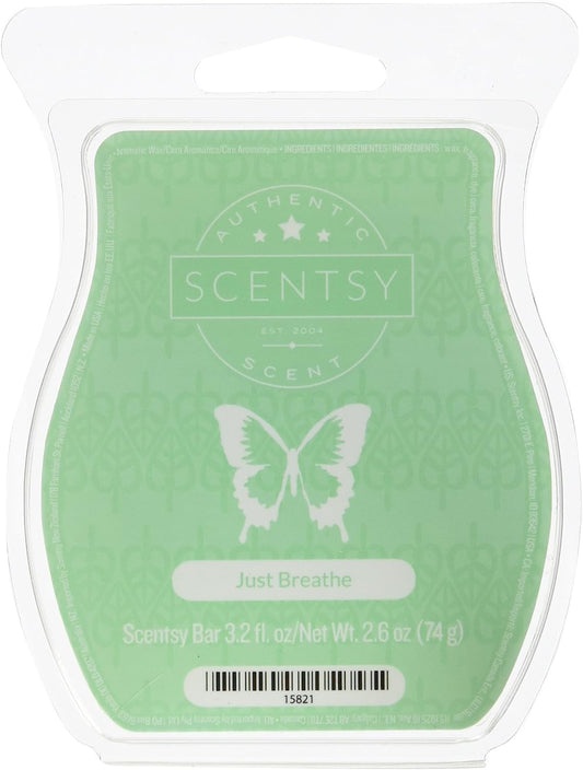 Scentsy, Just Breathe, Wickless Candle Tart Warmer Wax 3.2 Oz Bar, 3-Pack (3)