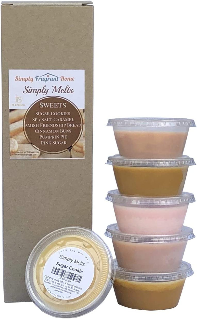 Scented Wax Melts Variety Pack - Hand Poured Natural Soy Candle Wax Melts for Warmers, 6 Resealable Cups (2.2 Ounces Each, 13.2 Ounces Total), up to 40 Hours of Scent Throw per Quarter Cup (Relaxing) Home & Garden > Decor > Home Fragrances > Wax Tarts Simply Fragrant Home Sweets