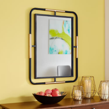 StyleWell Medium Rectangle Black & Gold Modern Accent Mirror - $70