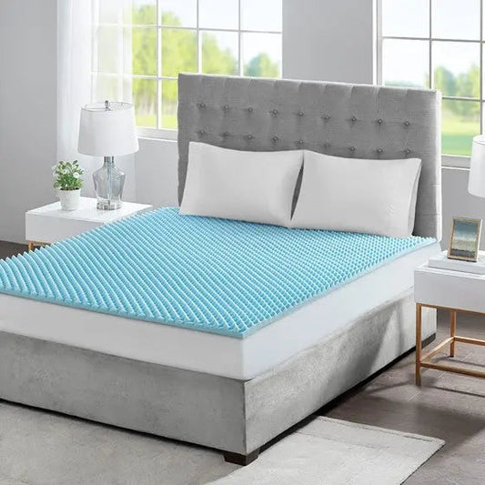 All Season Reversible Hypoallergenic 1.5" Cooling Mattress Topper Blue Queen