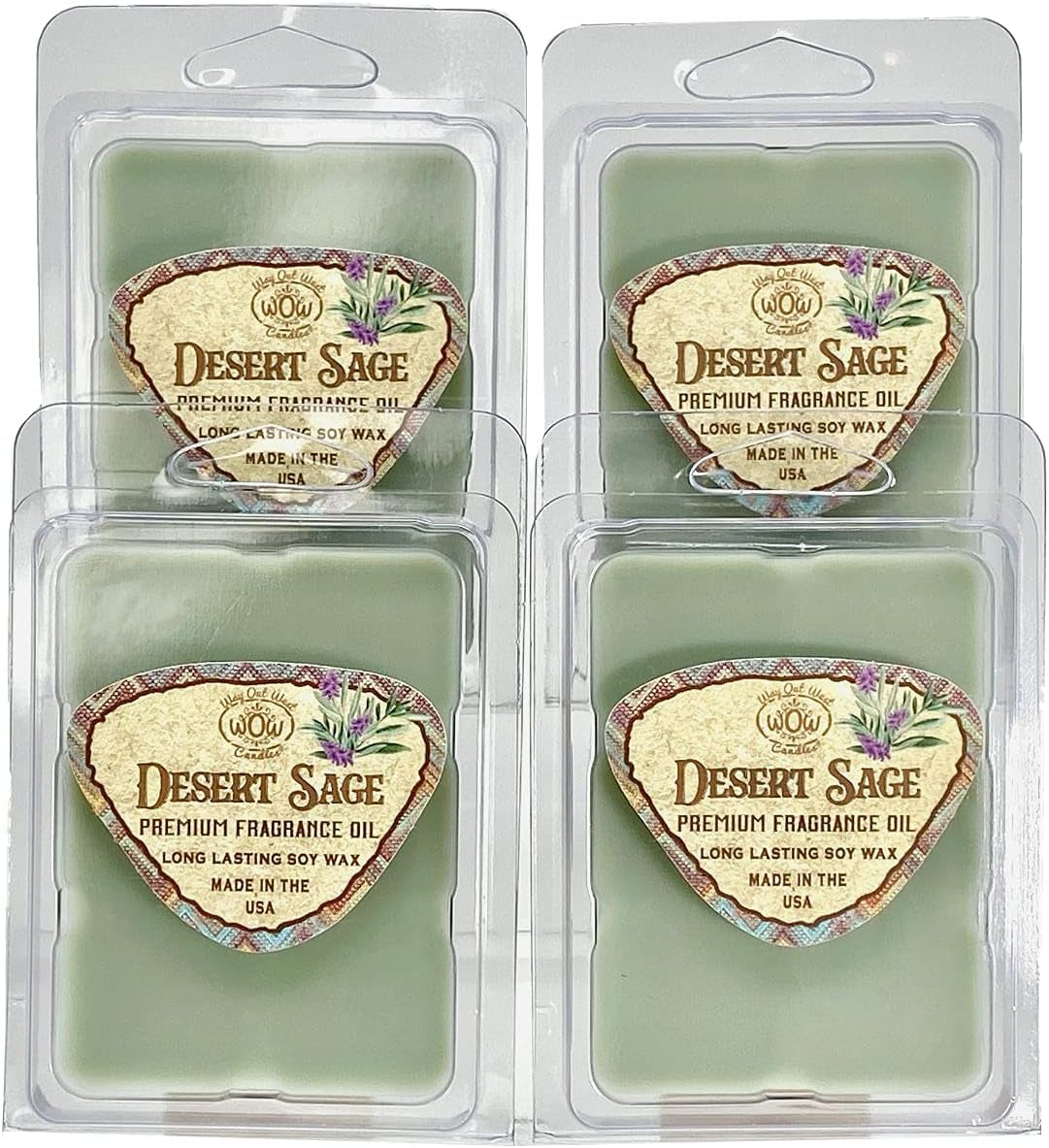Way Out West Candles Scented Wax Melts for Wax Warmers - Highly Fragrant Air Freshener - 4 Pack Set of 6 Melt Cubes with Essential Oils - Made in USA (4, Eucalyptus Mint) Home & Garden > Decor > Home Fragrances > Wax Tarts Ocotillo Southwest Desert Sage 4
