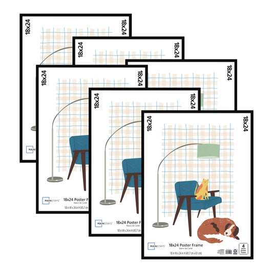 18" x 24" Basic Poster & Picture Frame, Black 6-Pack