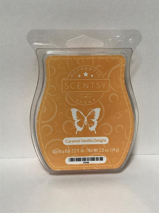 Scentsy Caramel Vanilla Delight Bar Wickless Candle Tart Wax 3.2 Fl Oz, 8 Squares