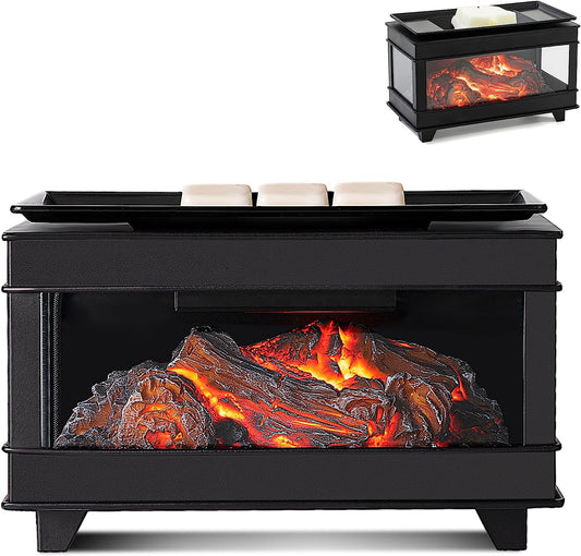 Ysong Freestanding Flickering Fireplace Wax Warmer,Electric Wax Melt Warmer,Wax Warmer for Scented Wax Melts,Metal Wax Melter,Wax Burner Fragrance Warmer for Home Decor Office,Birthday Gifts for Women