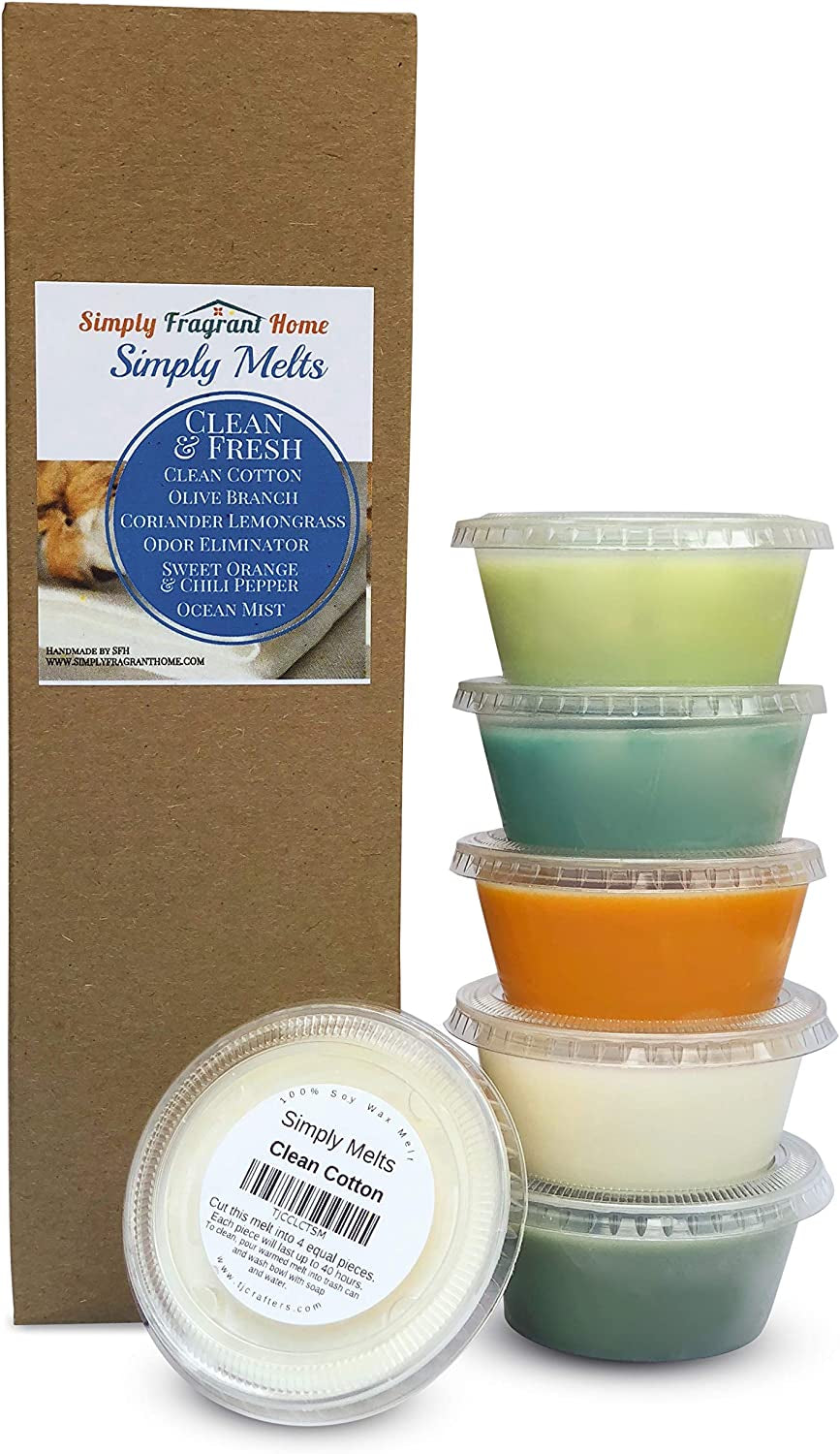 Scented Wax Melts Variety Pack - Hand Poured Natural Soy Candle Wax Melts for Warmers, 6 Resealable Cups (2.2 Ounces Each, 13.2 Ounces Total), up to 40 Hours of Scent Throw per Quarter Cup (Relaxing) Home & Garden > Decor > Home Fragrances > Wax Tarts Simply Fragrant Home Clean & Fresh