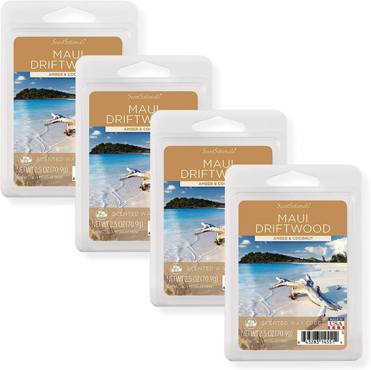 Scentsationals Scented Wax Fragrance Melts - Iced Lemon Sugar Cookies - Wax Cubes Pack, Home Warmer Tart, Electric Wickless Candle Bar Air Freshener, Spa Aroma Decor Gift - 2.5 Oz (4-Pack) Home & Garden > Decor > Home Fragrances > Wax Tarts Rimports, LLC Maui Driftwood