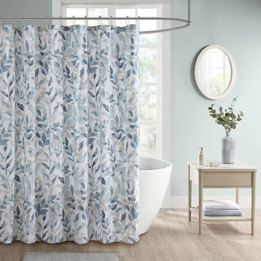 Botanical Printed Shower Curtain Blue