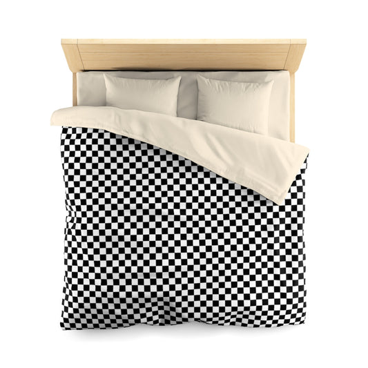Black White Check Duvet Cover, Checkered Racing Squares Microfiber Full Queen Twin Unique Vibrant Bed Cover Home Bedding Bedroom Decor Starcove Fashion