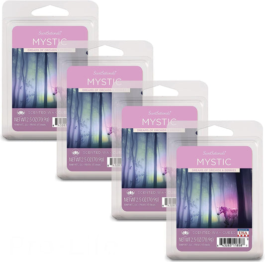 Scentsationals Scented Wax Cubes - Mystic - Fragrance Wax Melts Pack, Electric Home Warmer Tart, Wickless Candle Bar Air Freshener, Spa Aroma Decor Gift - 2.5 Oz (4-Pack)