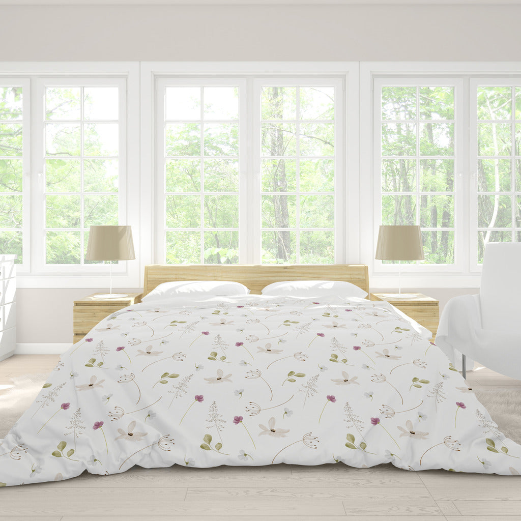 *NEW* Ultrasoft Lightweight Silky Smooth  - Purple Green Wildflowers Duvet Cover