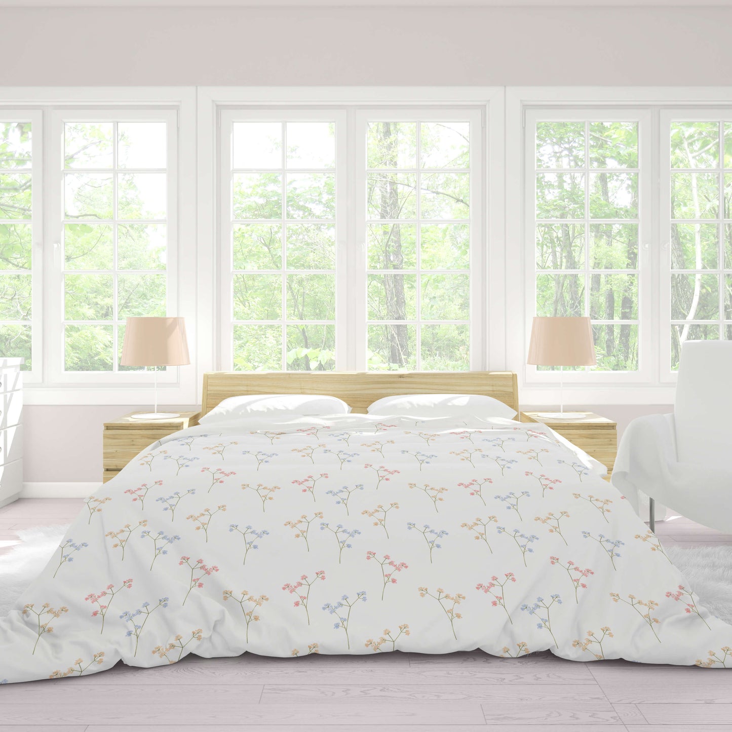 *NEW* Ultrasoft Lightweight Silky Smooth - Blue Pink Orange Wildflowers Duvet Cover