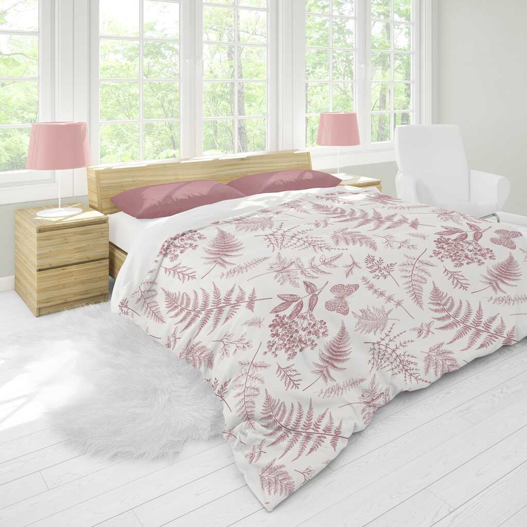 *NEW* Ultrasoft Lightweight Silky Smooth -  White & Dusky Pink Botanics Duvet Cover