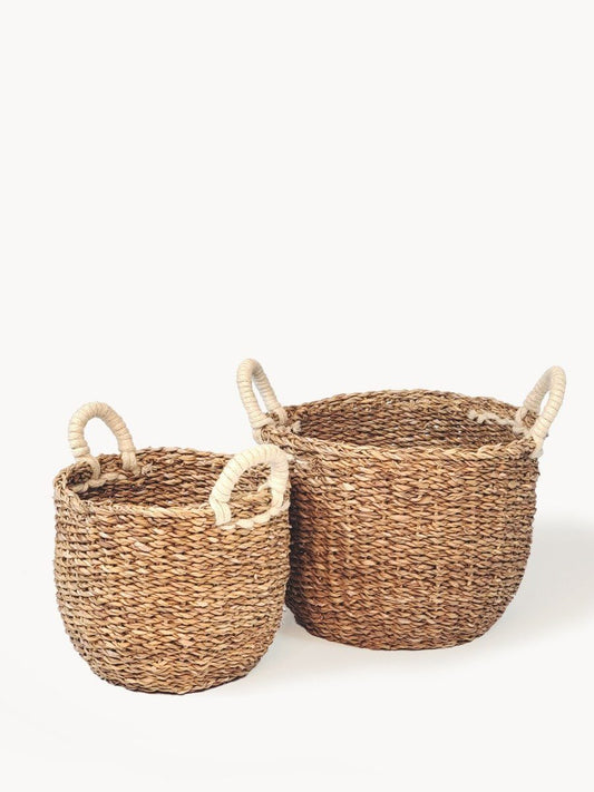 Savar Basket with White Handles Set
