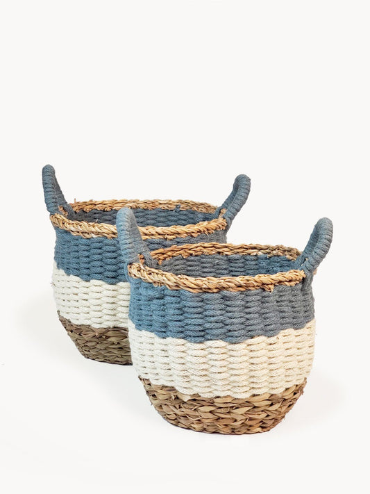 Ula Stripe Basket Set - Blue