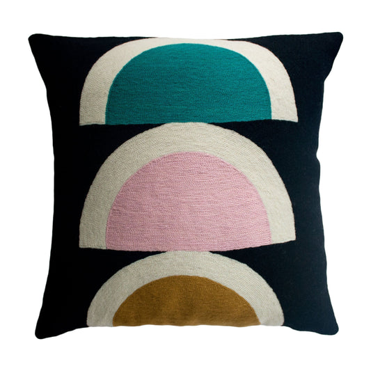 Viola Wool Throw Pillow Cover - Black