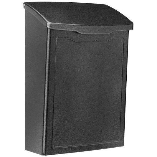 Small Wall Mount Mailbox Roof Lifts Open Galvanized Steel, Pewter