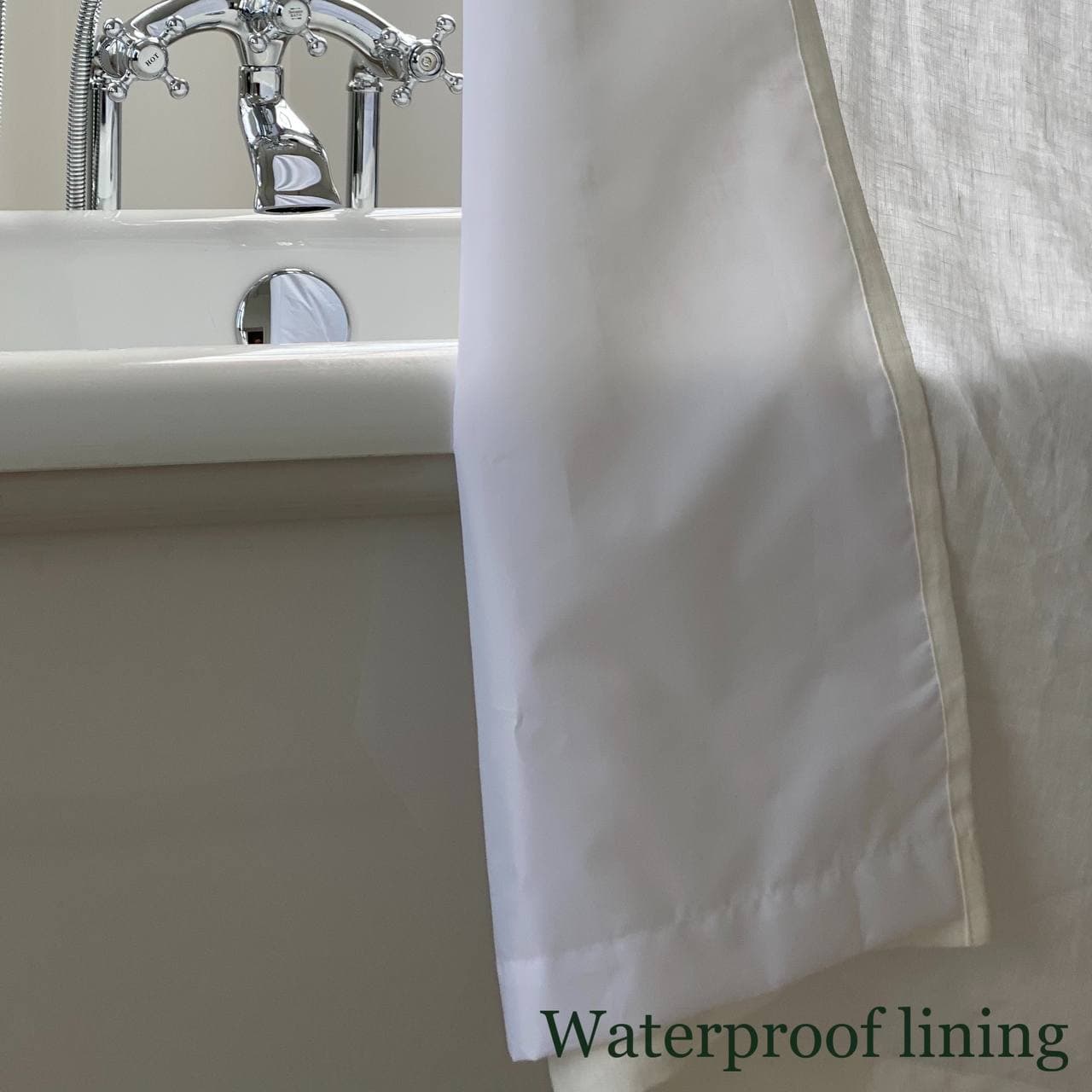 Waterproof Linen Shower Curtain – Simple Linen Bathroom Panel with Waterproof Lining – Custom Color: Gray, White, Black – 80", 90", and 96" Height